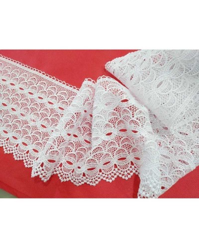 19,50 Mt Pizzo Macramè Bianco Disegno Archi Smerlato Alto 20 cm