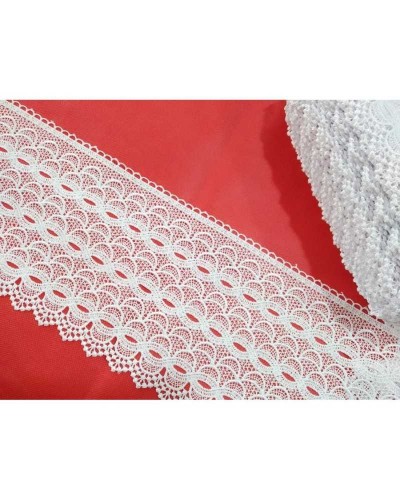 19,50 Mt Pizzo Macramè Bianco Disegno Archi Smerlato Alto 20 cm