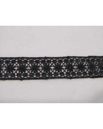 Passamaneria Macramè Merletto Bordo Nero Fiorellino Stella Alto 25 Mm