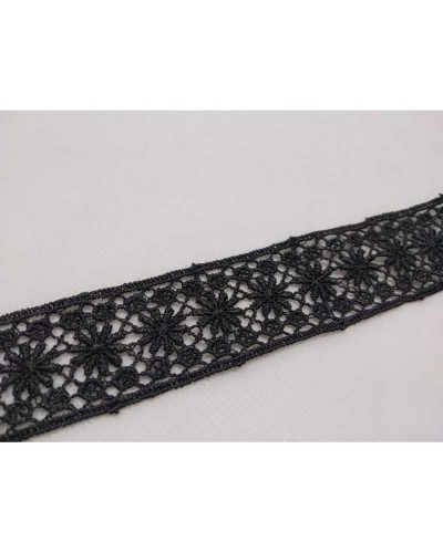 Passamaneria Macramè Merletto Bordo Nero Fiorellino Stella Alto 25 Mm