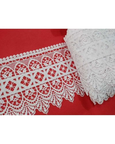 Pizzo Macramè Bianco Fiori Campanelle Smerlato Alto 13 Cm