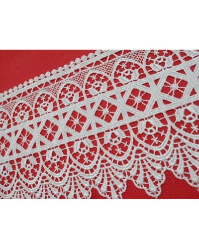 Pizzo Macramè Bianco Fiori Campanelle Smerlato Alto 13 Cm