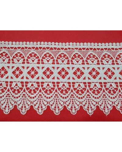 Pizzo Macramè Bianco Fiori Campanelle Smerlato Alto 13 Cm