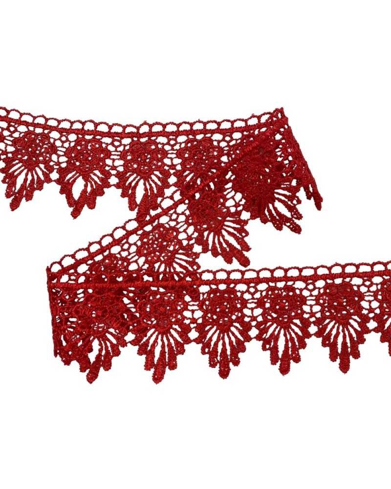 Passamaneria Pizzo Macramè Rosso Punta Fiore Alto 5 Cm