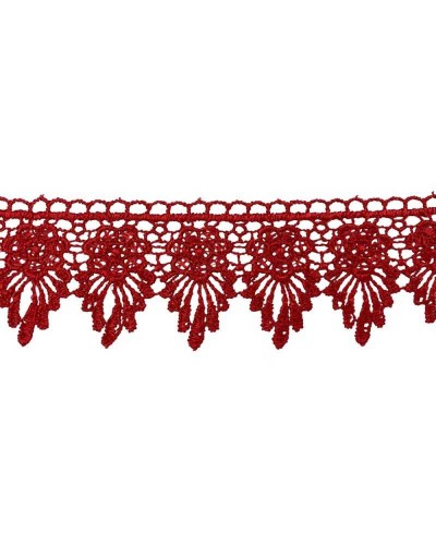 Passamaneria Pizzo Macramè Rosso Punta Fiore Alto 5 Cm