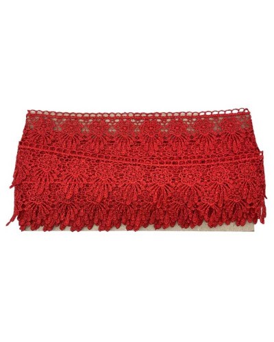 Passamaneria Pizzo Macramè Rosso Punta Fiore Alto 5 Cm