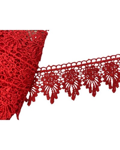 Passamaneria Pizzo Macramè Rosso Punta Fiore Alto 5 Cm