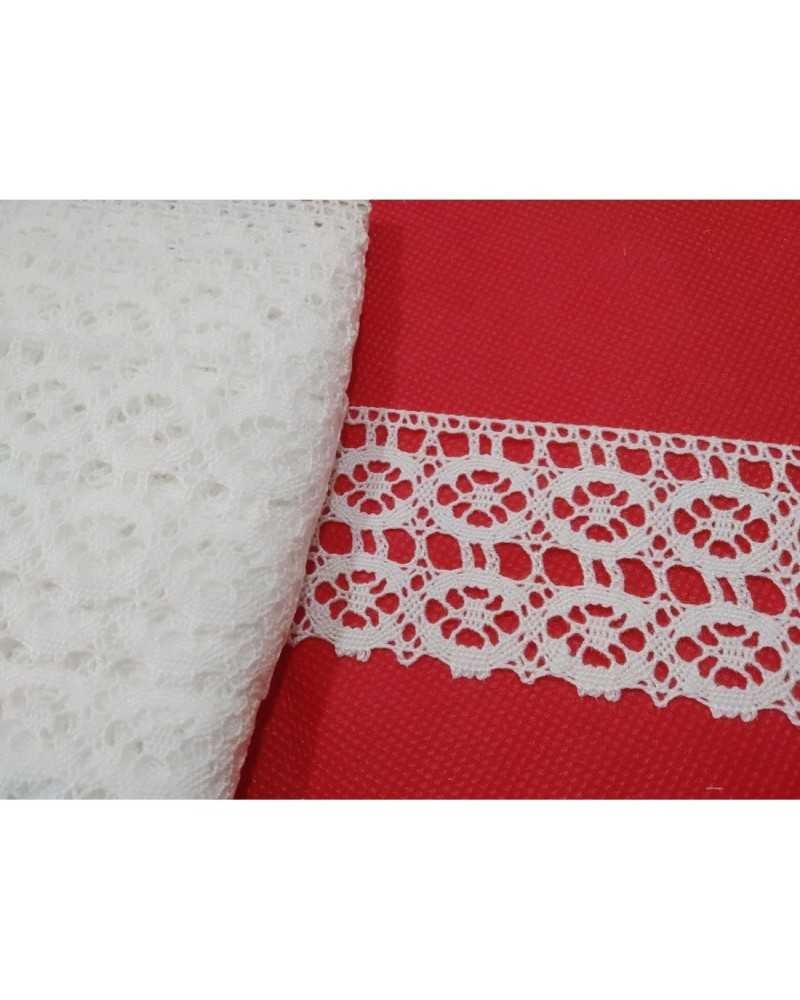 Pizzo Cotone Merletto Bianco Alto 5 Cm