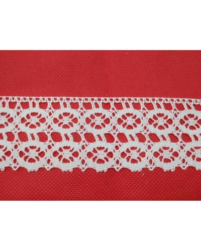 Pizzo Cotone Merletto Bianco Alto 5 Cm