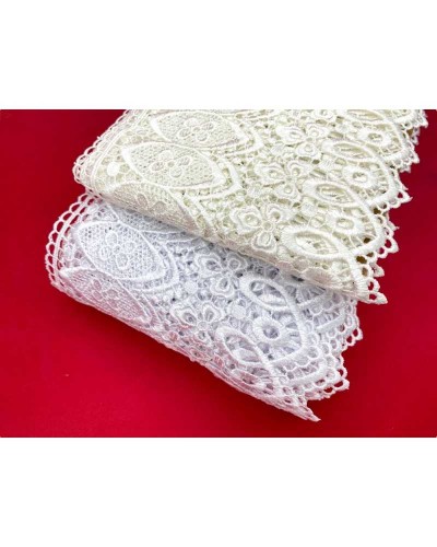 24,50 Mt Passamaneria Pizzo Macramè Punta Smerlato Trifoglio Cuore Alto 15 Cm