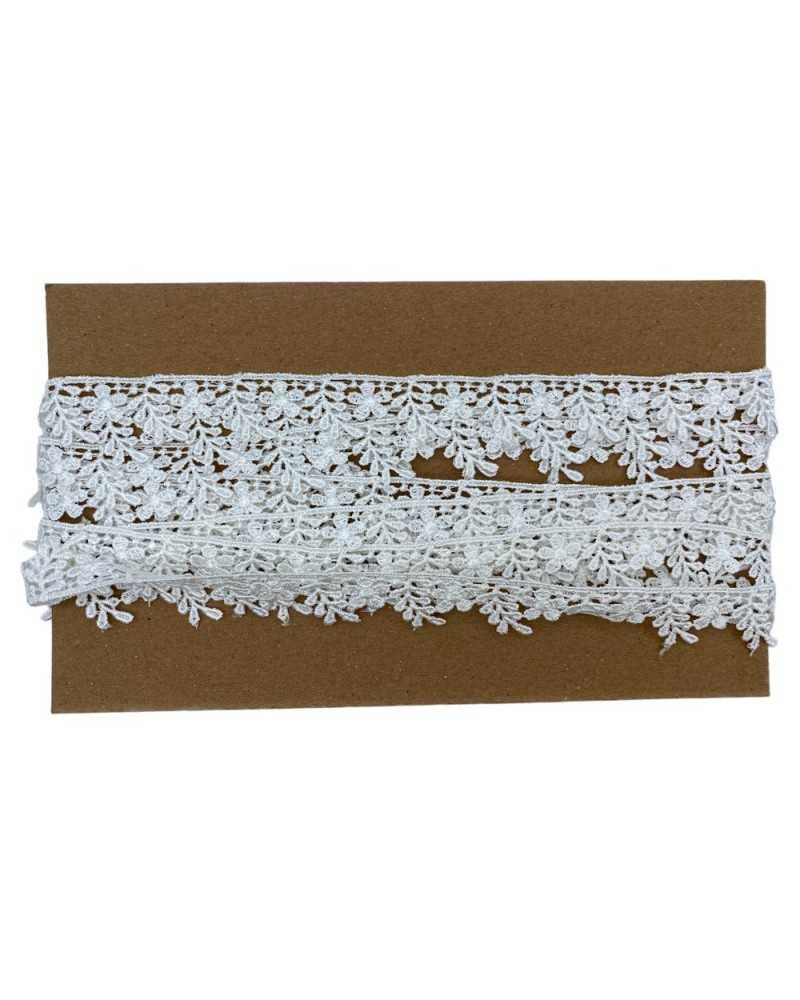 19,30 Mt Passamaneria Pizzo Macramè Merletto Fiore Rami Foglie Puntina Alto 2 Cm
