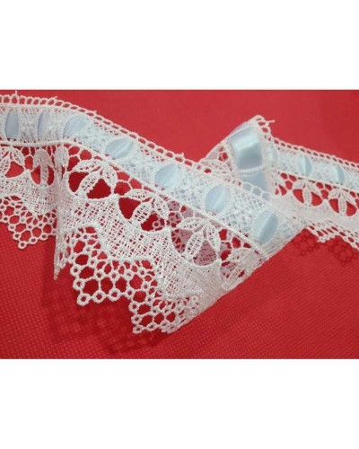 Passamaneria Macramè Pizzo Punta Passanastro Nastro Raso Fiore Alto 8 Cm