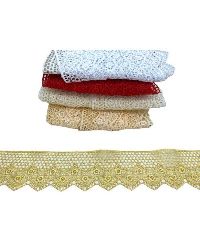 18,60 Mt Passamaneria Pizzo Merletto Macramè Punta Ricamo Roselline Alto 5 Cm