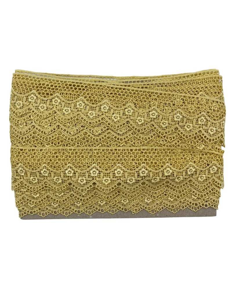 18,60 Mt Passamaneria Pizzo Merletto Macramè Punta Ricamo Roselline Alto 5 Cm