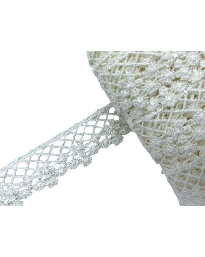 17,30 Mt Passamaneria Pizzo Merletto Macramè Fiore Rete Panna Alto 4 Cm