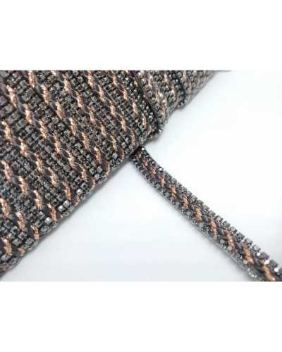 50 cm Bügelbesatz Black Stones Bronzegeflecht 7 mm hoch