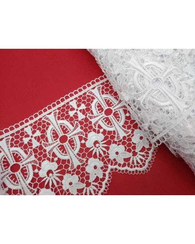 Macramè Pizzo Ricamato Sacro Croce Fiori Smerlato Bianco Alto 15 Cm