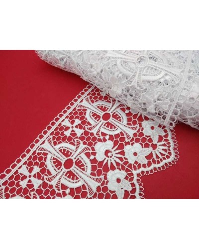 Macramè Pizzo Ricamato Sacro Croce Fiori Smerlato Bianco Alto 15 Cm