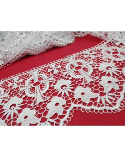 Macramè Pizzo Ricamato Sacro Croce Fiori Smerlato Bianco Alto 15 Cm