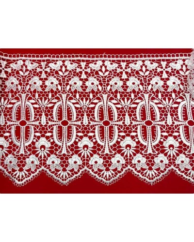 Macramè Pizzo Ricamato Sacro Croce Fiori Smerlato Bianco Alto 25 Cm