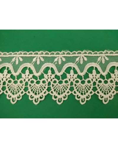 Passamaneria Pizzo Macramè Organza Ricamo Panna Smerlato Alto 6 Cm