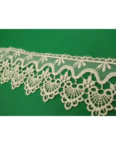 Passamaneria Pizzo Macramè Organza Ricamo Panna Smerlato Alto 6 Cm