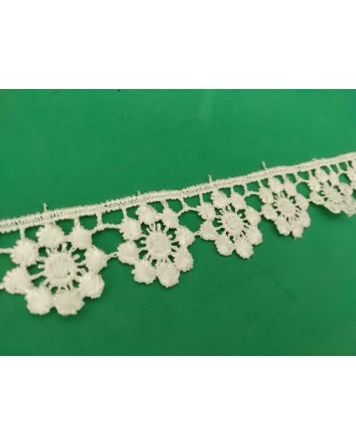 Pizzo Macramè Fiore Ritagliabile Panna Alto 3 Cm