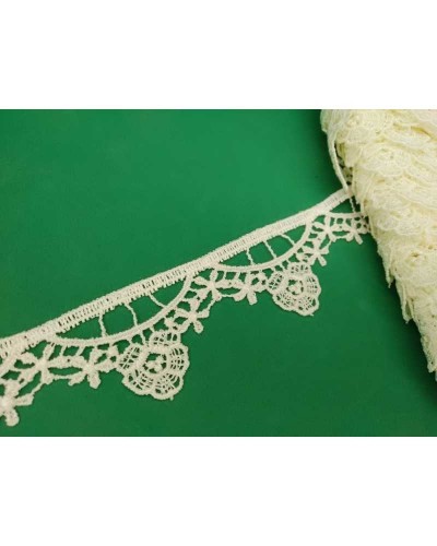 Pizzo Macramè Fiore Ritagliabile Archi Panna Alto 35 mm
