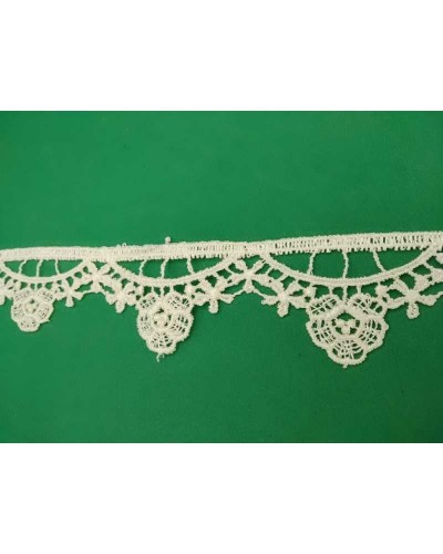 Pizzo Macramè Fiore Ritagliabile Archi Panna Alto 35 mm