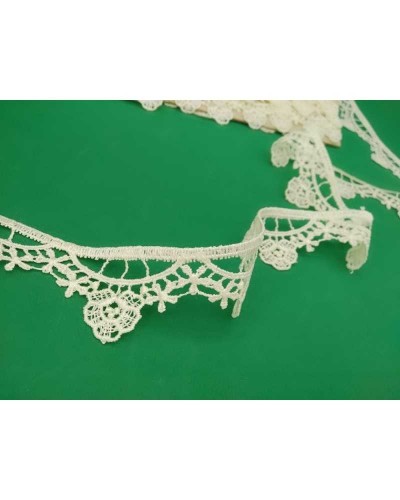Pizzo Macramè Fiore Ritagliabile Archi Panna Alto 35 mm
