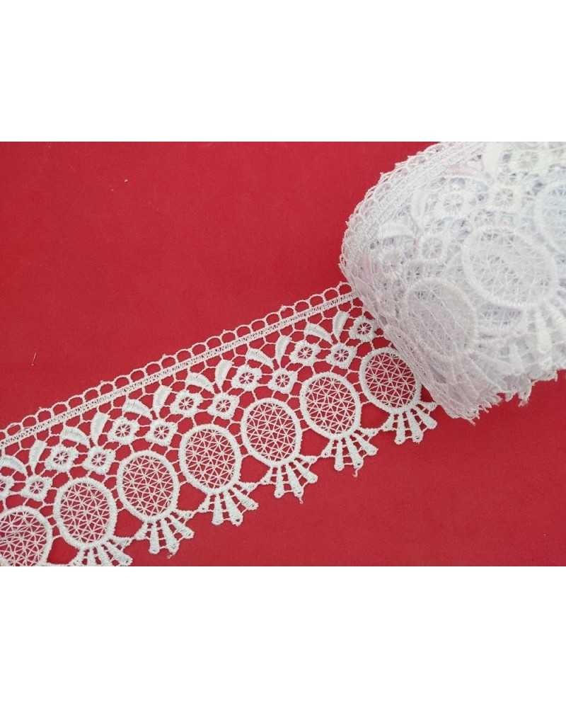 Passamaneria Pizzo Macramè Merletto Punta Bianco Alto 7 Cm
