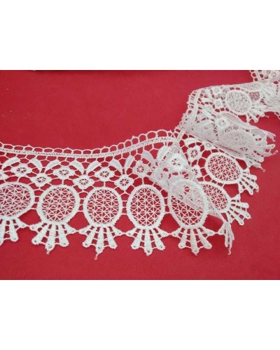 Passamaneria Pizzo Macramè Merletto Punta Bianco Alto 7 Cm