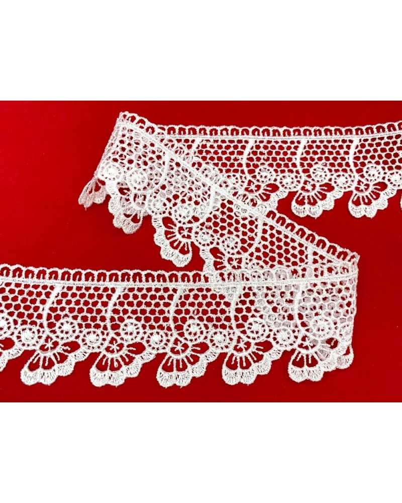 Passamaneria Pizzo Macramè Merletto Punta Fiore Capovolto Alto 5 Cm