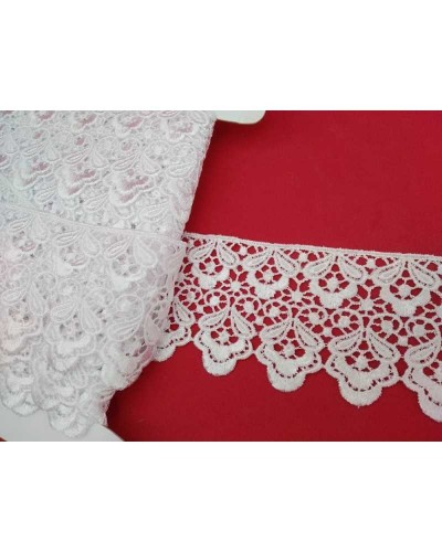 Passamaneria Pizzo Bianco Macramè Merletto Punta Fiore Alto 65 Mm