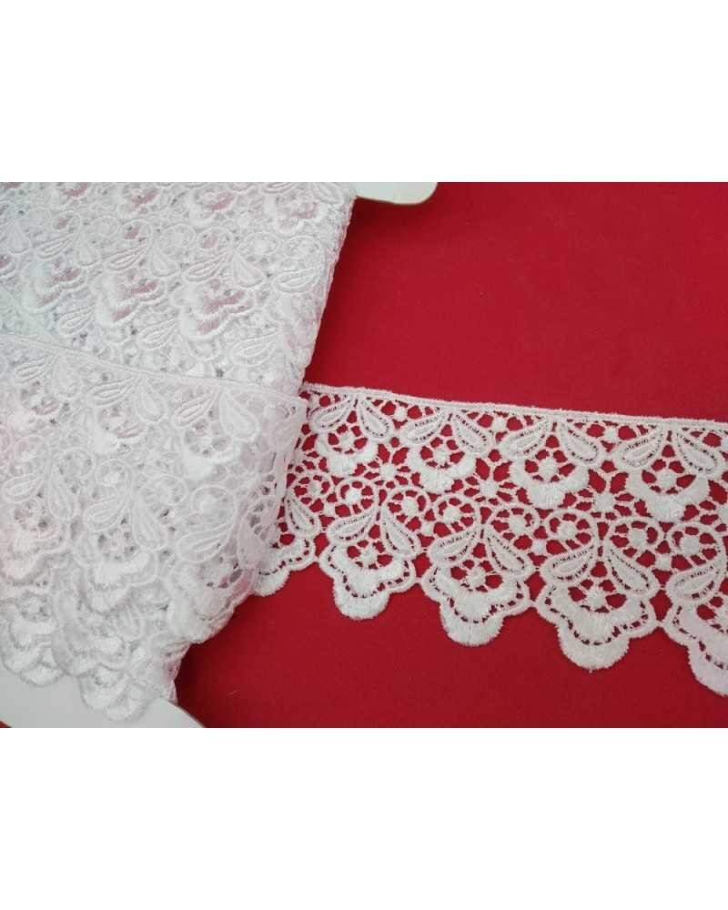 Passamaneria Pizzo Bianco Macramè Merletto Punta Fiore Alto 65 Mm