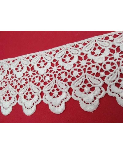 Passamaneria Pizzo Bianco Macramè Merletto Punta Fiore Alto 65 Mm