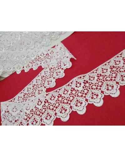 Passamaneria Pizzo Bianco Macramè Merletto Punta Fiore Alto 65 Mm