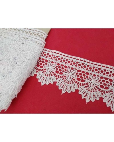 Passamaneria Merletto Pizzo Macramè Bianco Punta Stella Alto 5 Cm