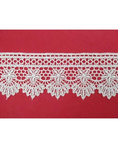 Passamaneria Merletto Pizzo Macramè Bianco Punta Stella Alto 5 Cm