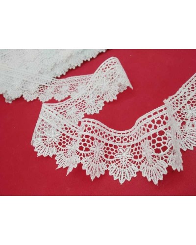 Passamaneria Merletto Pizzo Macramè Bianco Punta Stella Alto 5 Cm