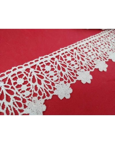 Passamaneria Merletto Pizzo Macramè Bianco Punta Fiore Rami Alto 6 Cm
