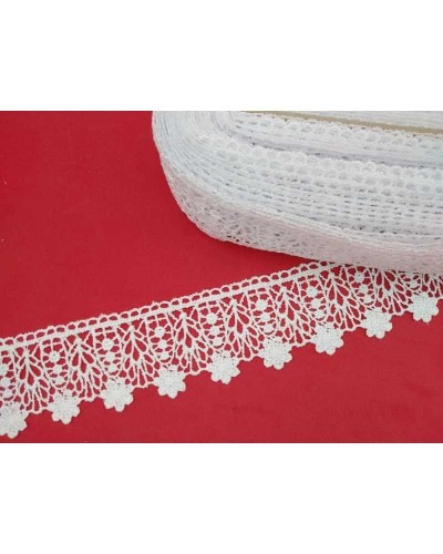 Passamaneria Merletto Pizzo Macramè Bianco Punta Fiore Rami Alto 6 Cm