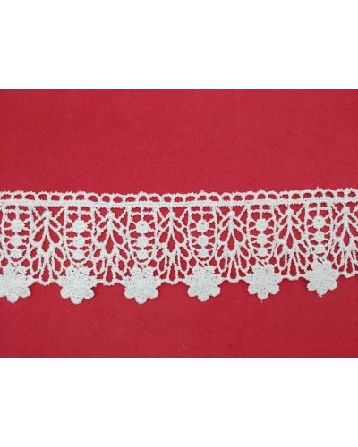 Passamaneria Merletto Pizzo Macramè Bianco Punta Fiore Rami Alto 6 Cm