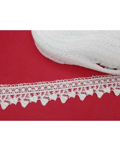 Passamaneria Pizzo Macramè Puntina Bianco Merletto Cuore Pois Alto 35 Mm