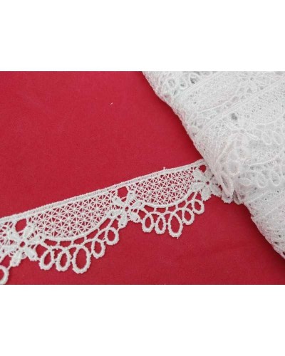 Pizzo Macramè Puntina Bianco Merletto Smerlato Fiore Cerchi Alto 2,5 Cm