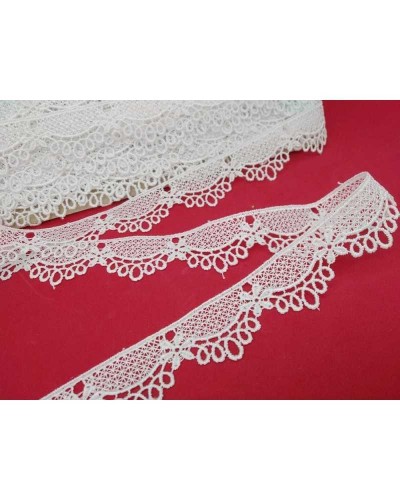 Pizzo Macramè Puntina Bianco Merletto Smerlato Fiore Cerchi Alto 2,5 Cm