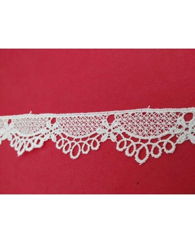 Pizzo Macramè Puntina Bianco Merletto Smerlato Fiore Cerchi Alto 2,5 Cm