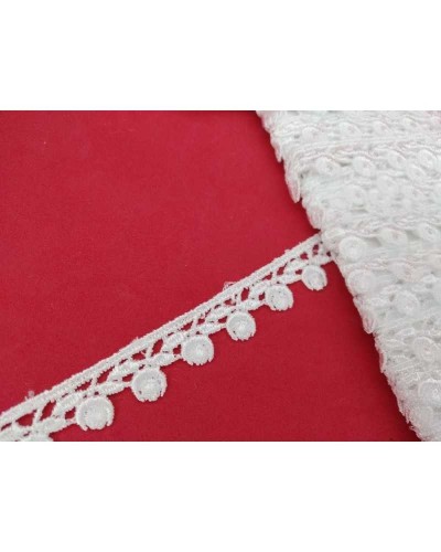 Passamaneria Pizzo Macramè Puntina Bianco Merletto Smerlato Fiore Rosellina Alto 1,5 Cm