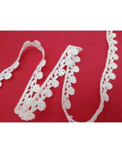 Passamaneria Pizzo Macramè Puntina Bianco Merletto Smerlato Fiore Rosellina Alto 1,5 Cm
