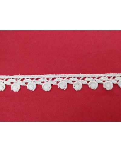 Passamaneria Pizzo Macramè Puntina Bianco Merletto Smerlato Fiore Rosellina Alto 1,5 Cm